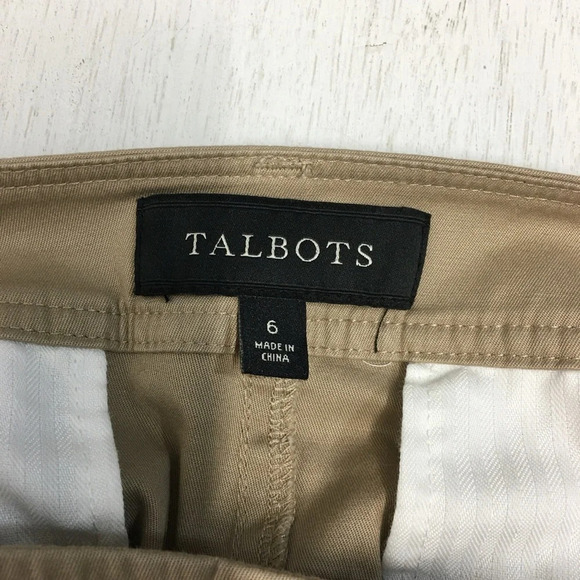 Talbots Button Ruffle Front MIDI Skirt Tan 6 Pockets Cotton Stretch - Picture 3 of 6